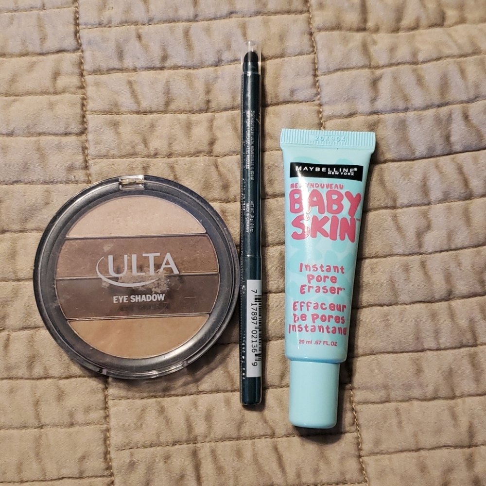 LOT OF ULTA EYELINER, EYESHADOW AND PORE ERASER